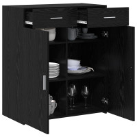 Produktbild för Förvaringsskåp Svart ek 80 x 42.5 x 93.5 cm Konstruerat trä