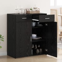 Produktbild för Förvaringsskåp Svart ek 80 x 42.5 x 93.5 cm Konstruerat trä