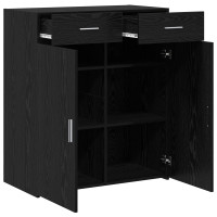 Produktbild för Förvaringsskåp Svart ek 80 x 42.5 x 93.5 cm Konstruerat trä
