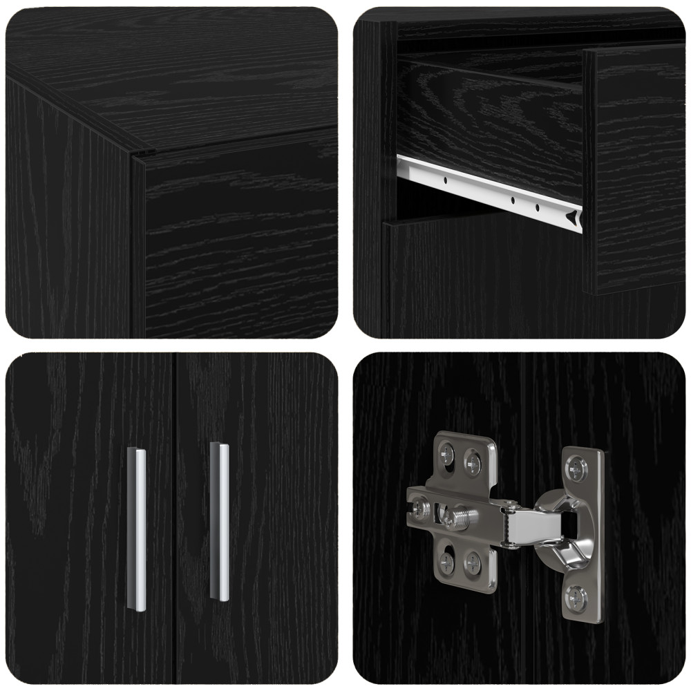 Produktbild för Förvaringsskåp Svart ek 80 x 42.5 x 93.5 cm Konstruerat trä