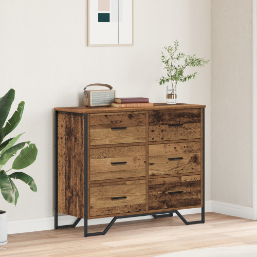 vidaXL Kommode med låda 2 pcs Gammalt trä 91 x 35,5 x 74,5 cm