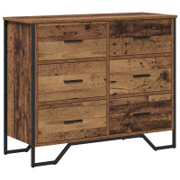 Produktbild för Kommode med låda 2 pcs Gammalt trä 91 x 35,5 x 74,5 cm