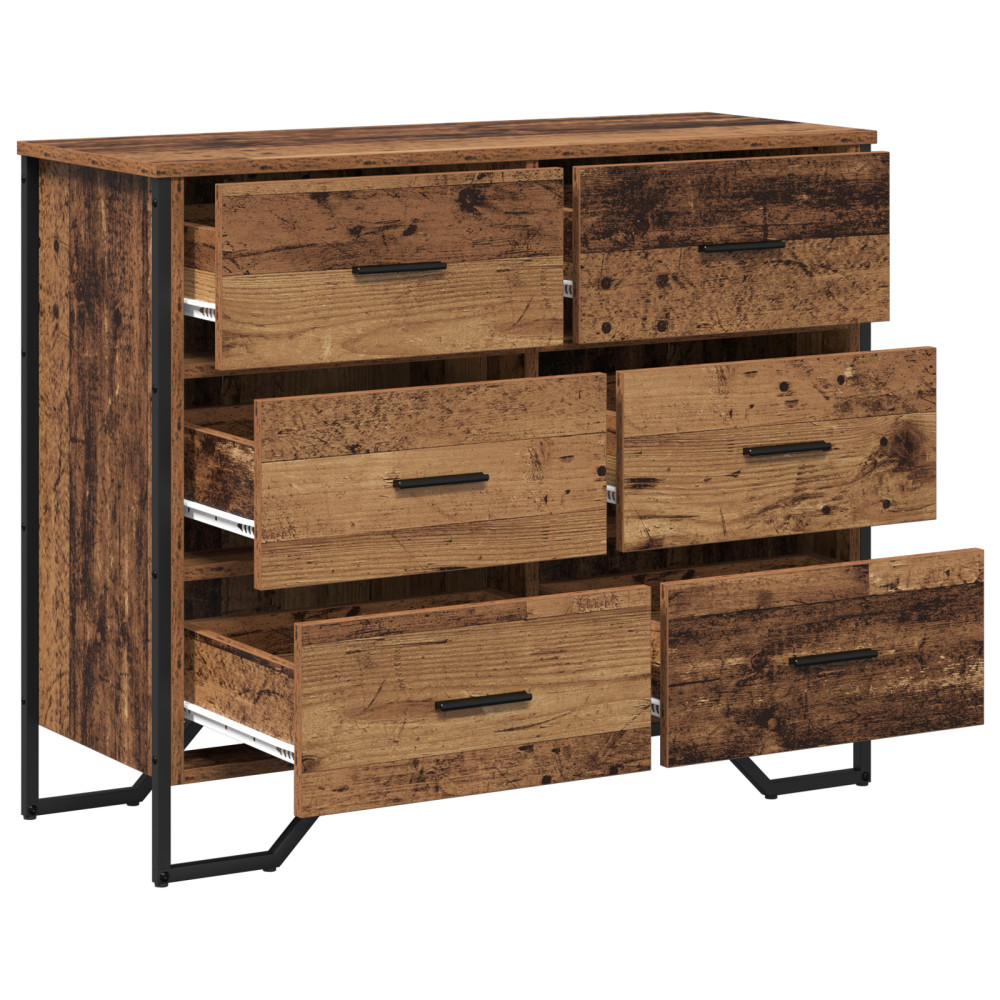 Produktbild för Kommode med låda 2 pcs Gammalt trä 91 x 35,5 x 74,5 cm