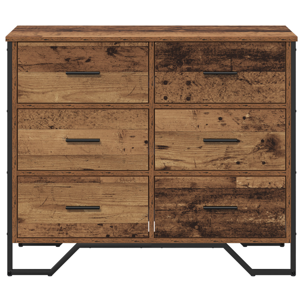 Produktbild för Kommode med låda 2 pcs Gammalt trä 91 x 35,5 x 74,5 cm