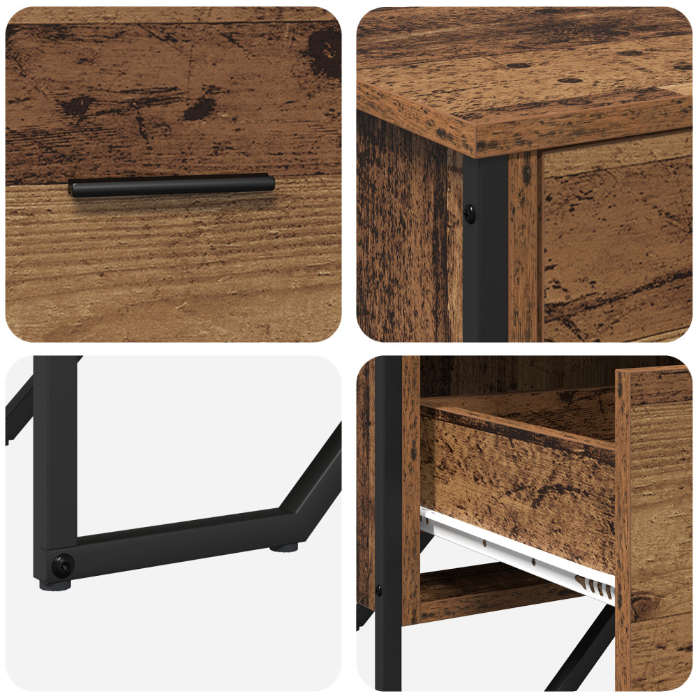 Produktbild för Kommode med låda 2 pcs Gammalt trä 91 x 35,5 x 74,5 cm