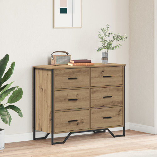 vidaXL Kommode med låda 2 pcs Artisan Ek 91 x 35,5 x 74,5 cm