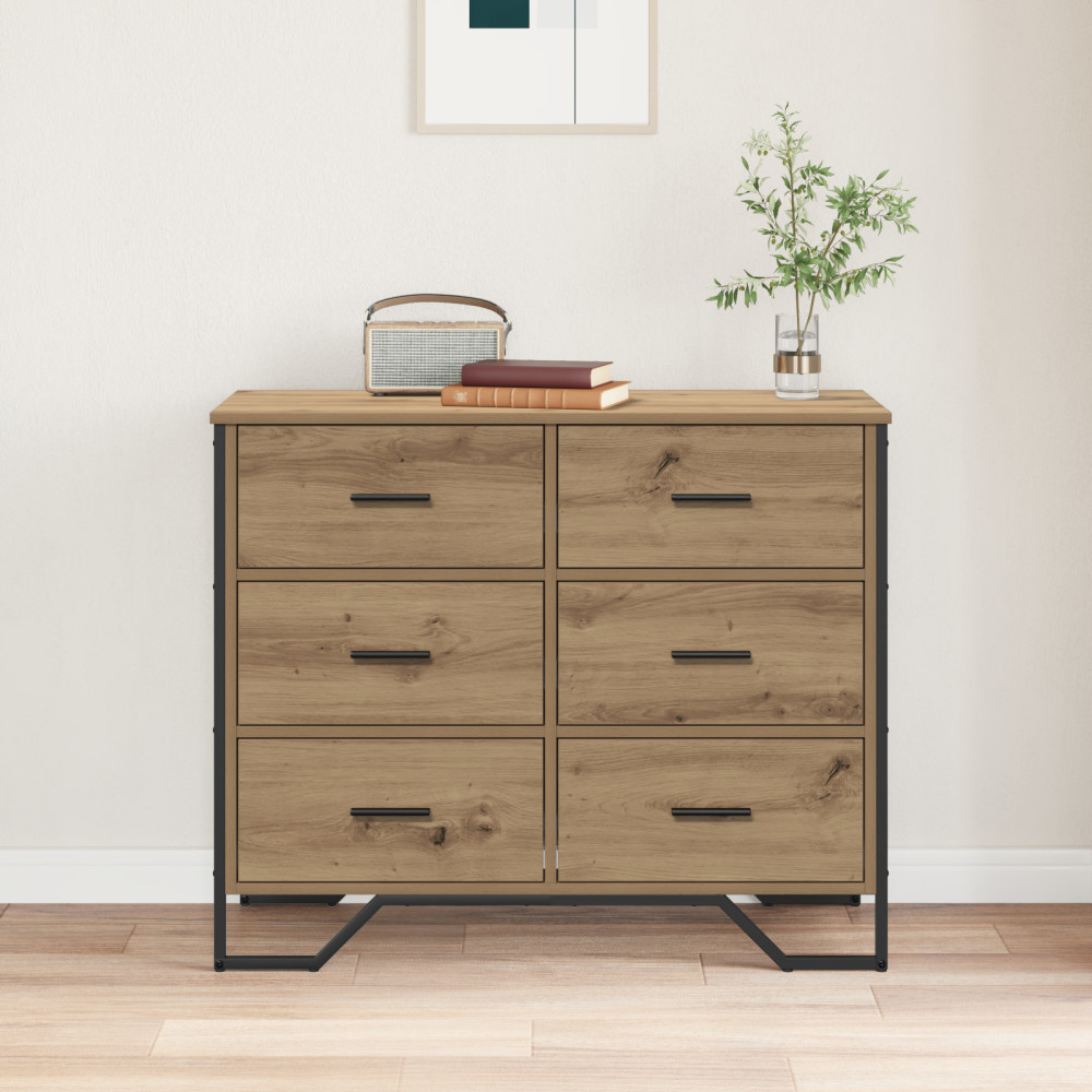 Produktbild för Kommode med låda 2 pcs Artisan Ek 91 x 35,5 x 74,5 cm