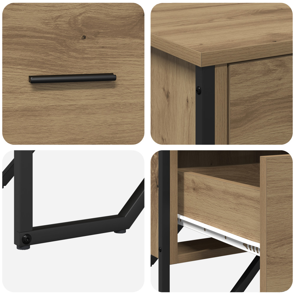 Produktbild för Kommode med låda 2 pcs Artisan Ek 91 x 35,5 x 74,5 cm