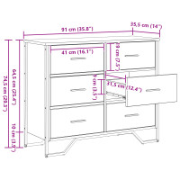 Produktbild för Kommode med låda med lagring 2 pcs Svart Ek 91 x 35,5 x 74,5 cm