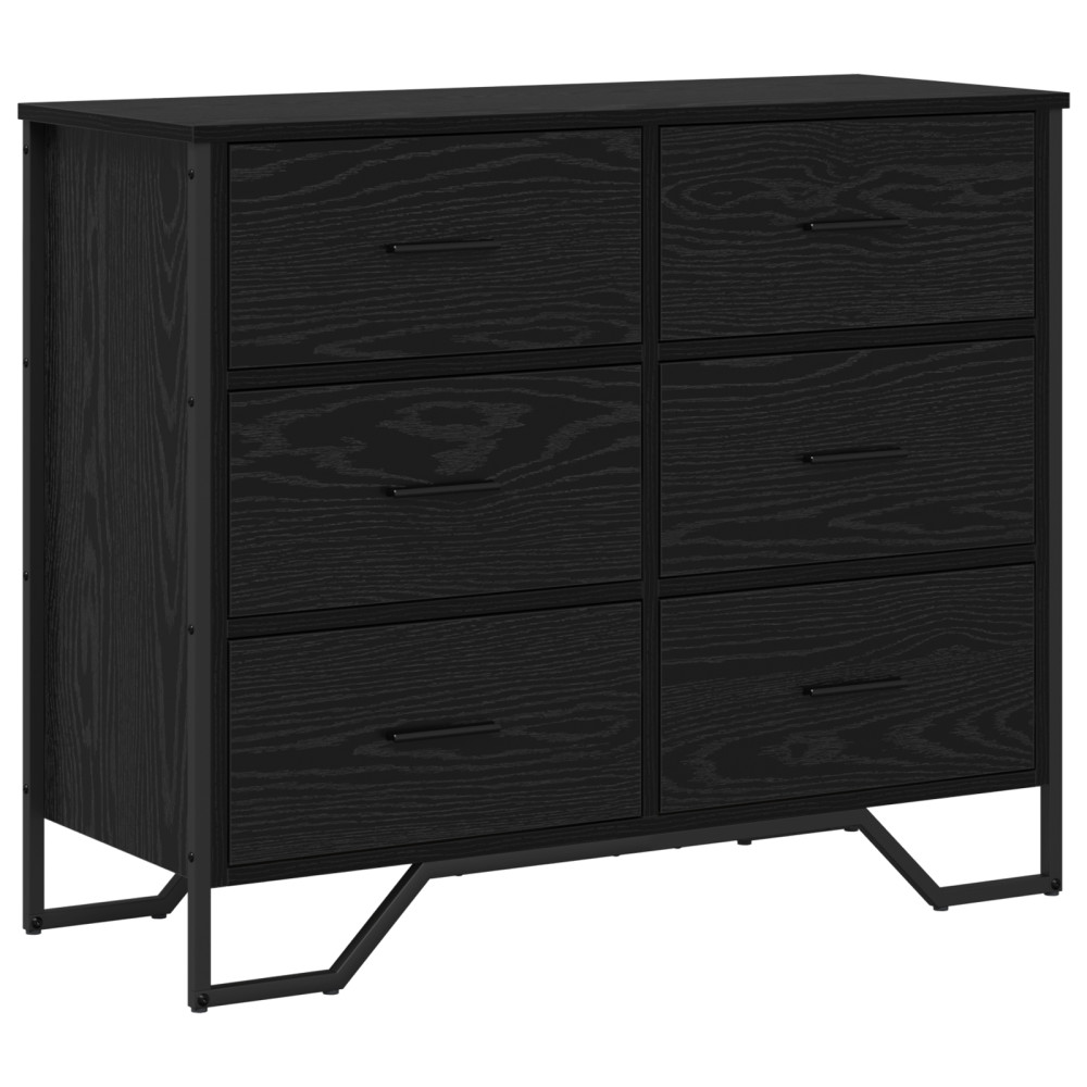 Produktbild för Kommode med låda med lagring 2 pcs Svart Ek 91 x 35,5 x 74,5 cm