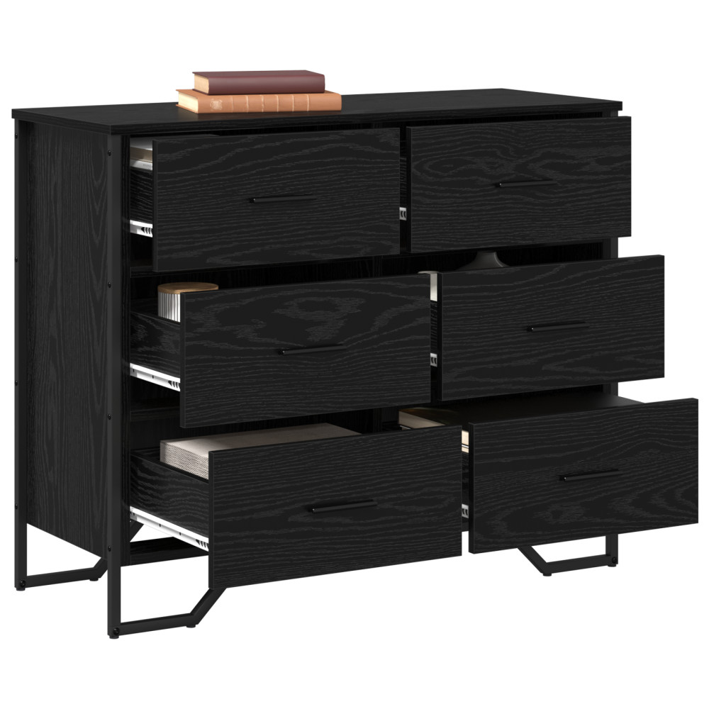 Produktbild för Kommode med låda med lagring 2 pcs Svart Ek 91 x 35,5 x 74,5 cm