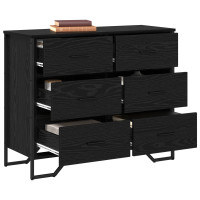 Produktbild för Kommode med låda med lagring 2 pcs Svart Ek 91 x 35,5 x 74,5 cm
