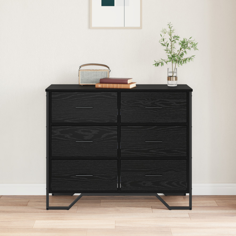 Produktbild för Kommode med låda med lagring 2 pcs Svart Ek 91 x 35,5 x 74,5 cm