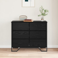 Produktbild för Kommode med låda med lagring 2 pcs Svart Ek 91 x 35,5 x 74,5 cm