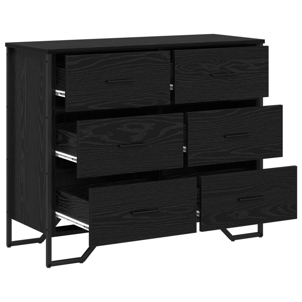 Produktbild för Kommode med låda med lagring 2 pcs Svart Ek 91 x 35,5 x 74,5 cm