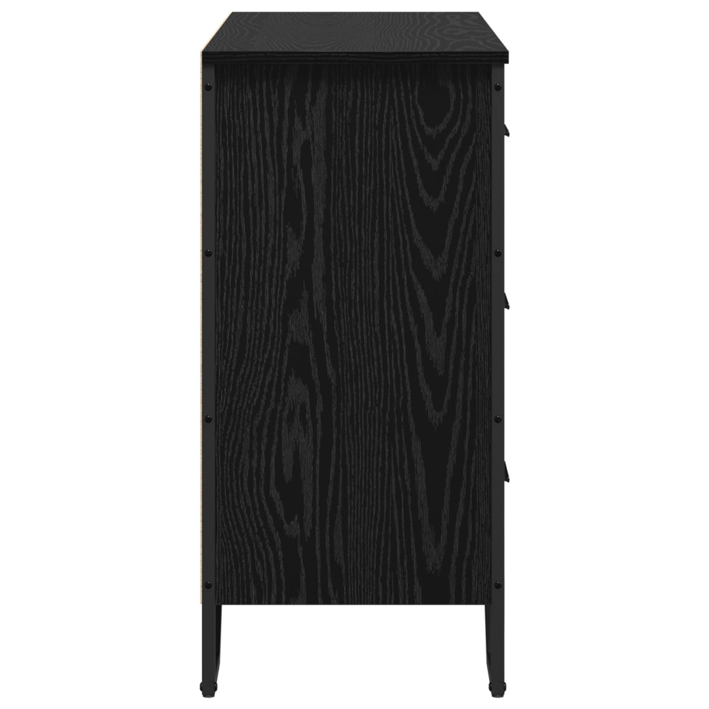 Produktbild för Kommode med låda med lagring 2 pcs Svart Ek 91 x 35,5 x 74,5 cm