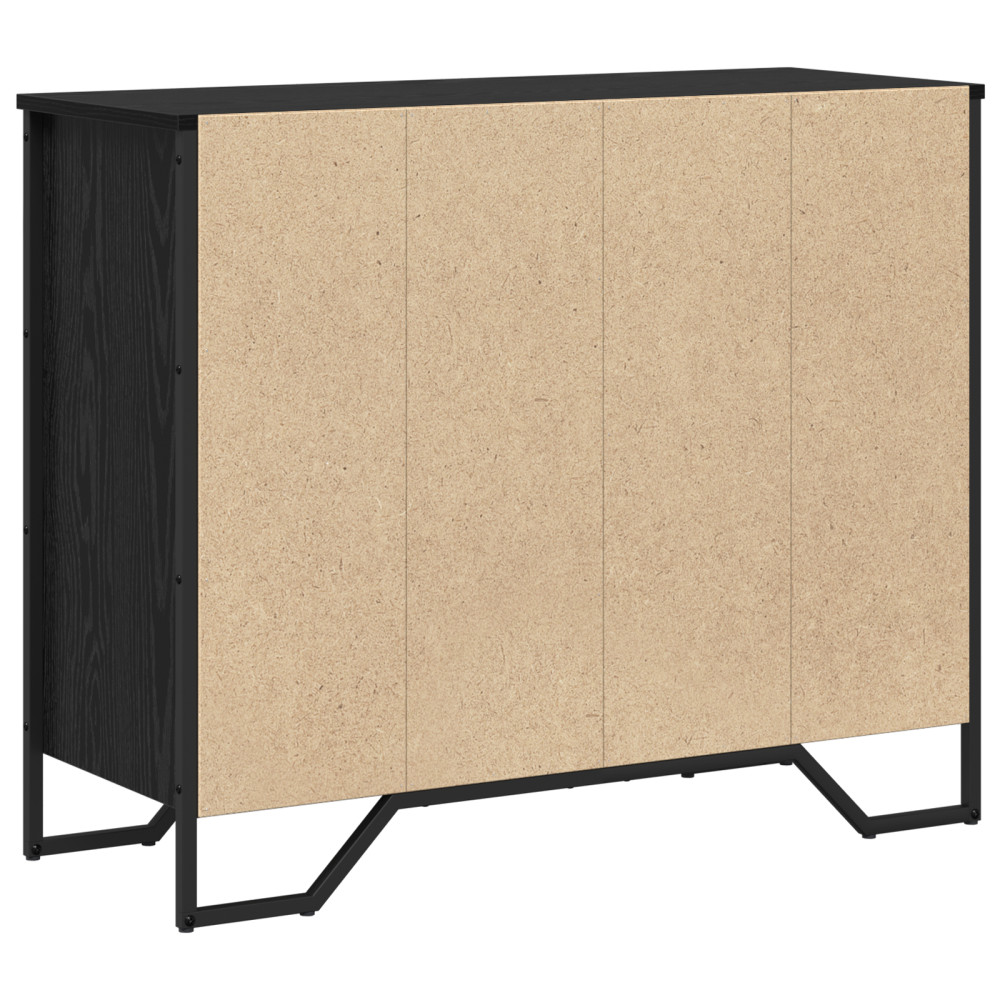 Produktbild för Kommode med låda med lagring 2 pcs Svart Ek 91 x 35,5 x 74,5 cm