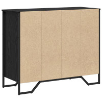 Produktbild för Kommode med låda med lagring 2 pcs Svart Ek 91 x 35,5 x 74,5 cm
