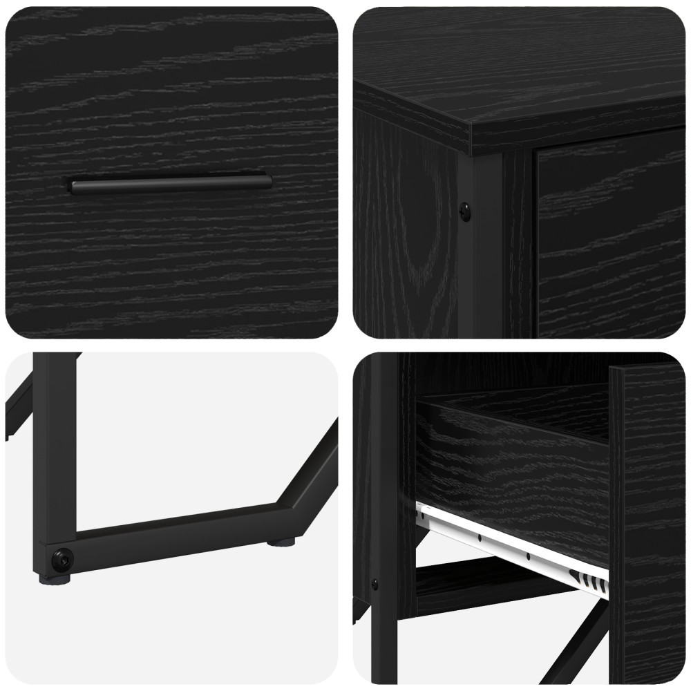 Produktbild för Kommode med låda med lagring 2 pcs Svart Ek 91 x 35,5 x 74,5 cm