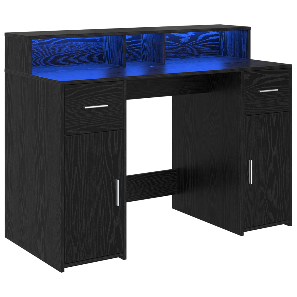 Produktbild för Skrivbord med låda Svart ek 120 x 55 x 91 cm Konstruerat trä