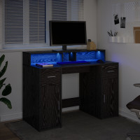 Produktbild för Skrivbord med låda Svart ek 120 x 55 x 91 cm Konstruerat trä
