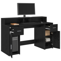 Produktbild för Skrivbord med låda Svart ek 140 x 55 x 91 cm Konstruerat trä