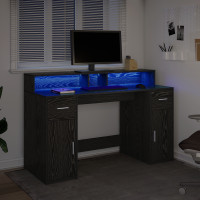 Produktbild för Skrivbord med låda Svart ek 140 x 55 x 91 cm Konstruerat trä