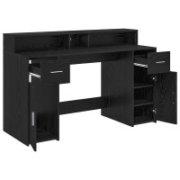 Produktbild för Skrivbord med låda Svart ek 140 x 55 x 91 cm Konstruerat trä