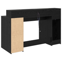 Produktbild för Skrivbord med låda Svart ek 140 x 55 x 91 cm Konstruerat trä