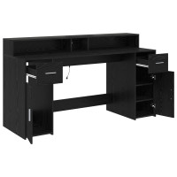 Produktbild för Skrivbord med låda Svart ek 160 x 55 x 91 cm Konstruerat trä