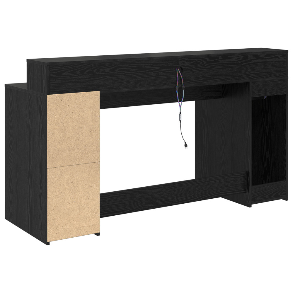 Produktbild för Skrivbord med låda Svart ek 160 x 55 x 91 cm Konstruerat trä