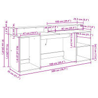 Produktbild för Skrivbord med låda Svart ek 200 x 55 x 91 cm Konstruerat trä