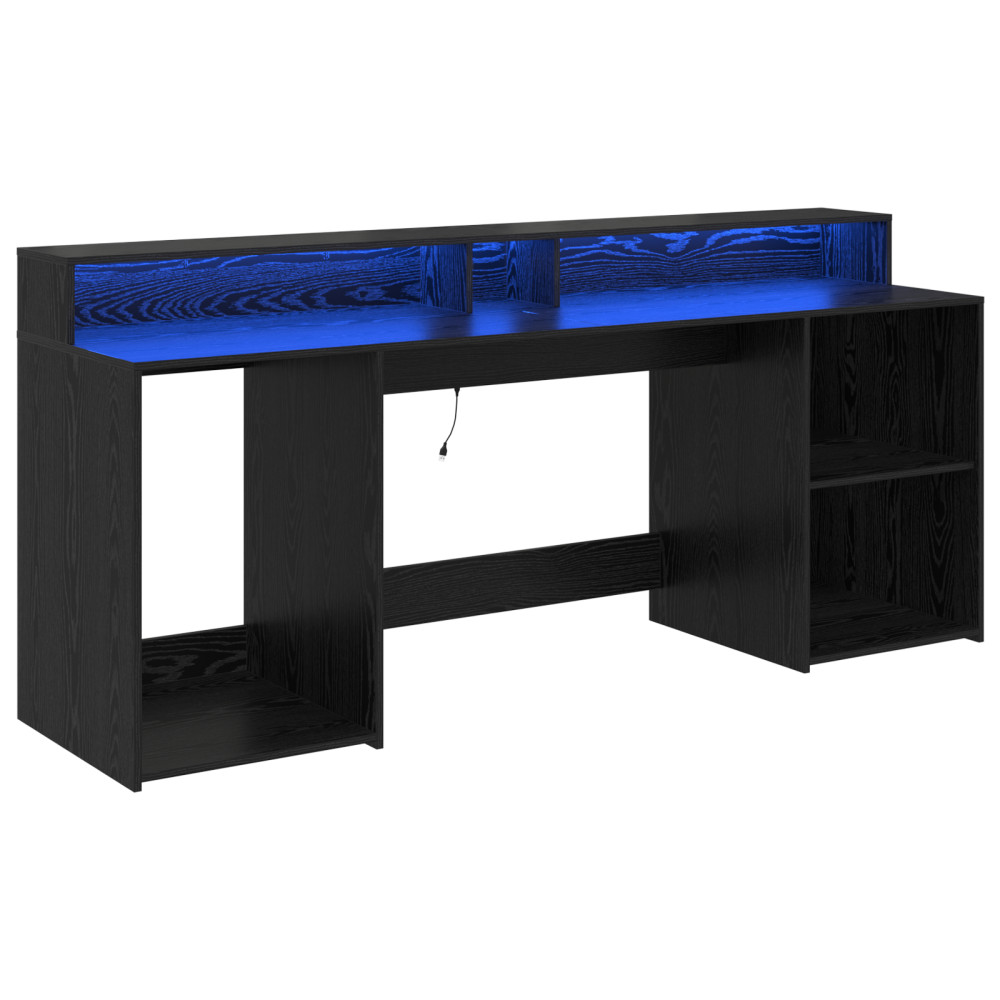 Produktbild för Skrivbord med låda Svart ek 200 x 55 x 91 cm Konstruerat trä