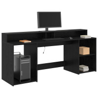 Produktbild för Skrivbord med låda Svart ek 200 x 55 x 91 cm Konstruerat trä