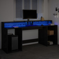 Produktbild för Skrivbord med låda Svart ek 200 x 55 x 91 cm Konstruerat trä