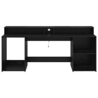 Produktbild för Skrivbord med låda Svart ek 200 x 55 x 91 cm Konstruerat trä