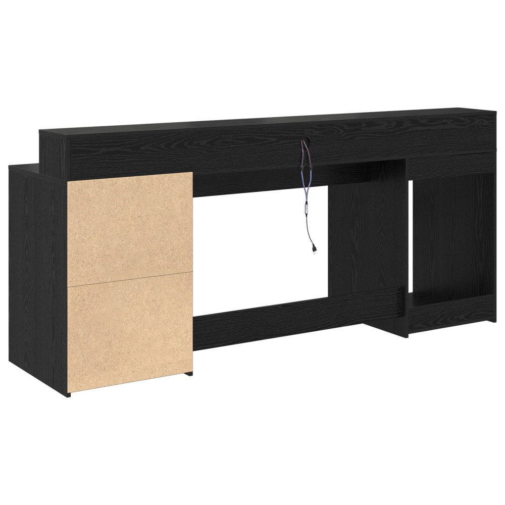 Produktbild för Skrivbord med låda Svart ek 200 x 55 x 91 cm Konstruerat trä
