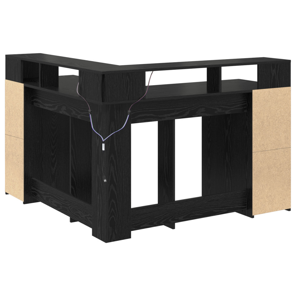 Produktbild för Skrivbord med hylla Svart Ek 130 x 130 x 91 cm Konstruerat trä