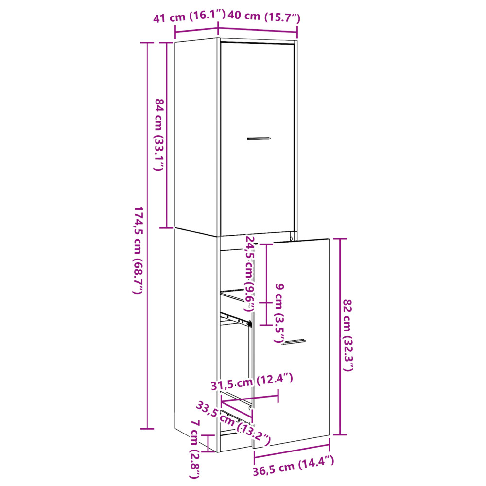 Produktbild för Apoteksskåp Svart ek 40 x 41 x 174.5 cm Konstruerat trä