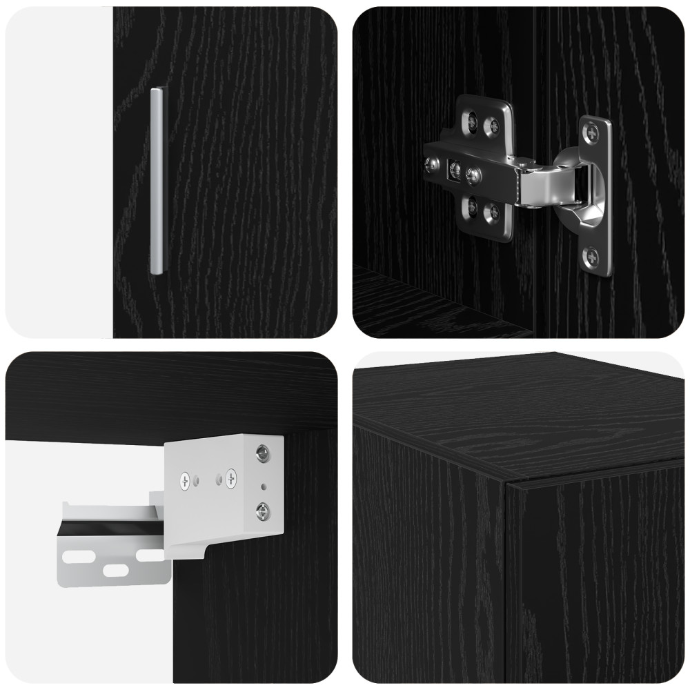 Produktbild för Förvaringsskåp med hyllor Svart ek 30 x 42,5 x 225 cm