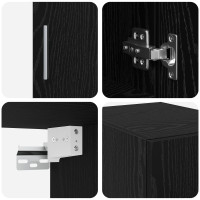 Produktbild för Förvaringsskåp med hyllor Svart ek 30 x 42,5 x 225 cm