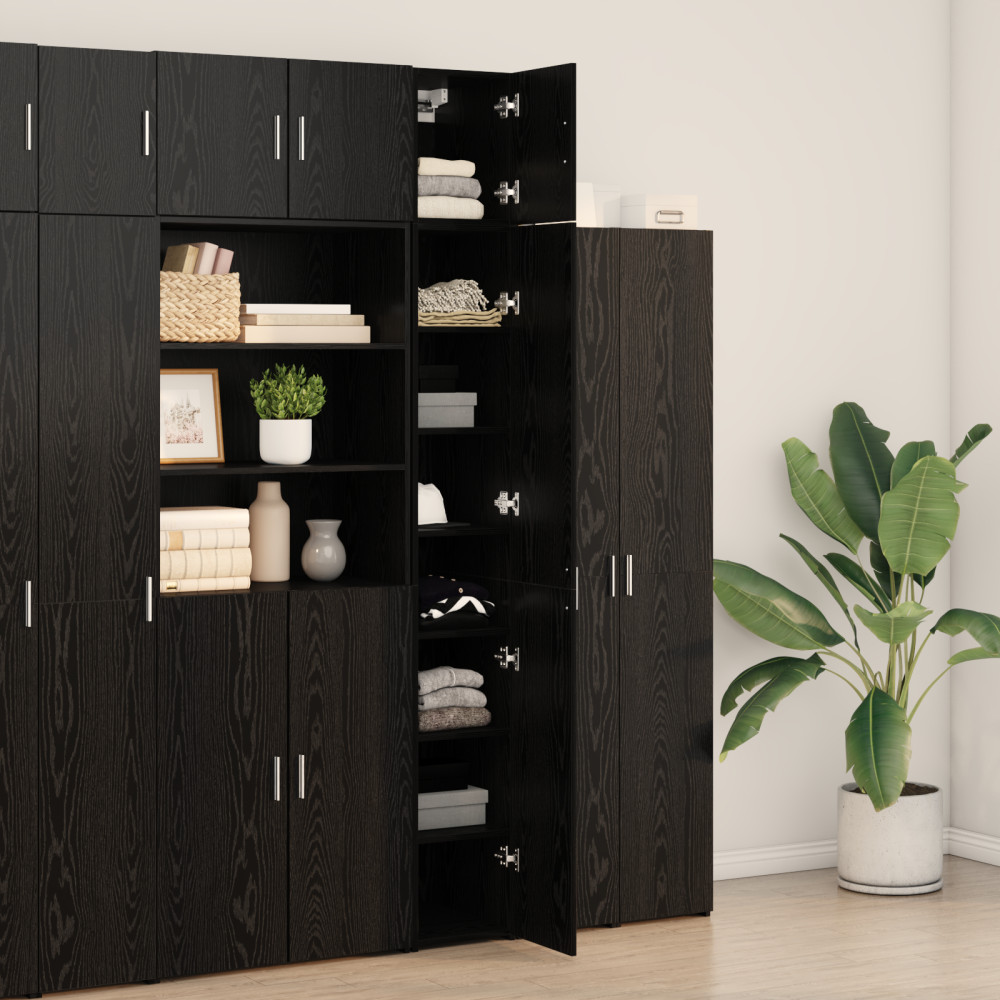 Produktbild för Förvaringsskåp med hyllor Svart ek 30 x 42,5 x 225 cm