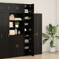 Produktbild för Förvaringsskåp med hyllor Svart ek 30 x 42,5 x 225 cm