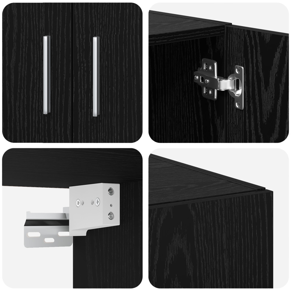Produktbild för Förvaringsskåp 3 pcs Svart Ek