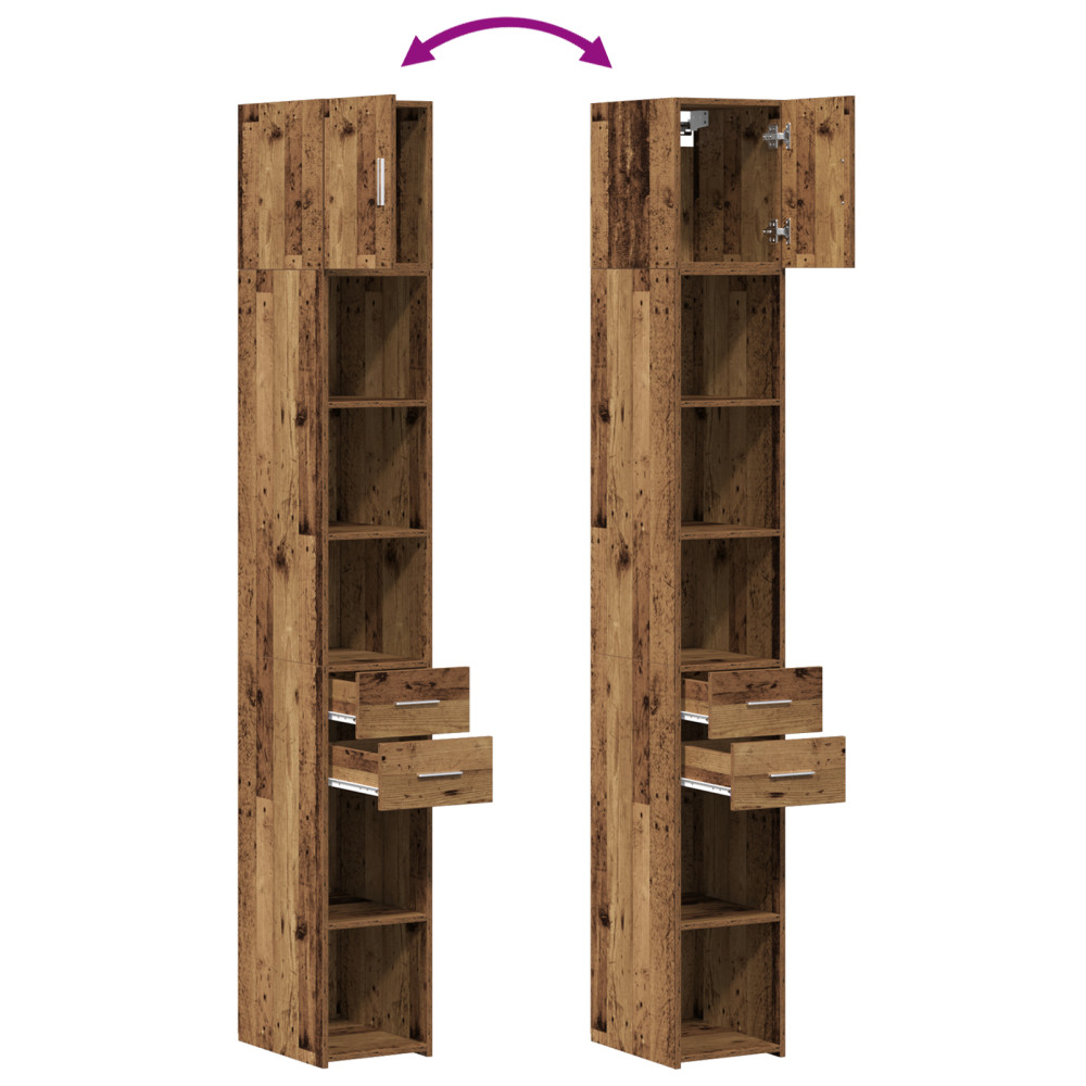 Produktbild för Förvaringsskåp med låda 2 pcs Gammalt trä 30 x 42,5 x 225 cm