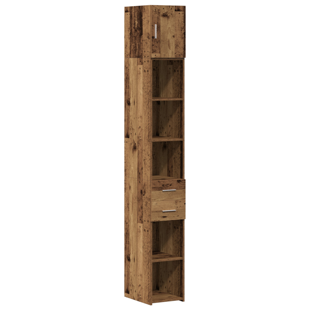 Produktbild för Förvaringsskåp med låda 2 pcs Gammalt trä 30 x 42,5 x 225 cm