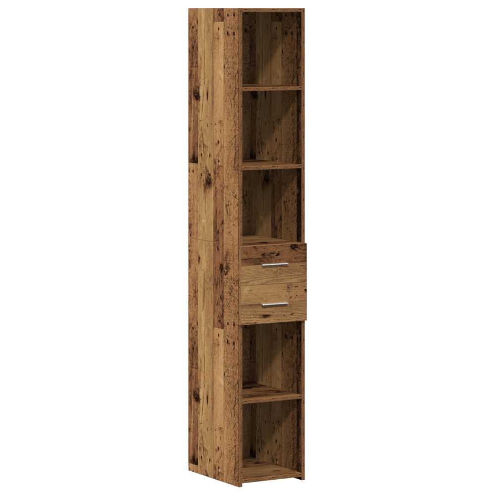 Produktbild för Förvaringsskåp med låda 2 pcs Gammalt trä 30 x 42,5 x 225 cm