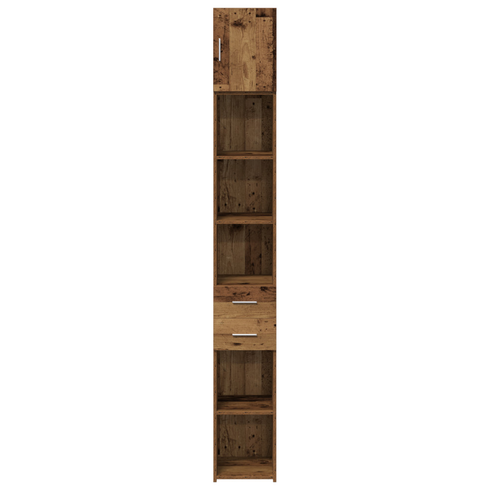Produktbild för Förvaringsskåp med låda 2 pcs Gammalt trä 30 x 42,5 x 225 cm