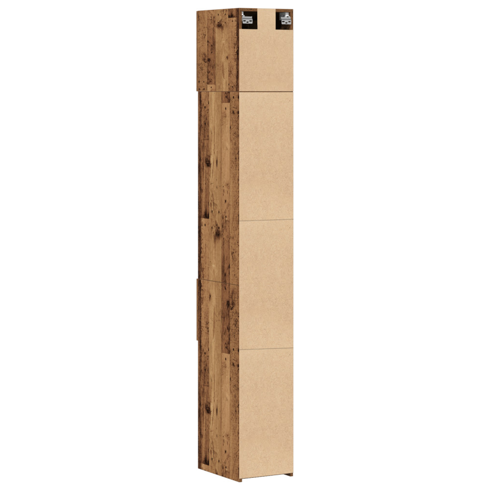 Produktbild för Förvaringsskåp med låda 2 pcs Gammalt trä 30 x 42,5 x 225 cm