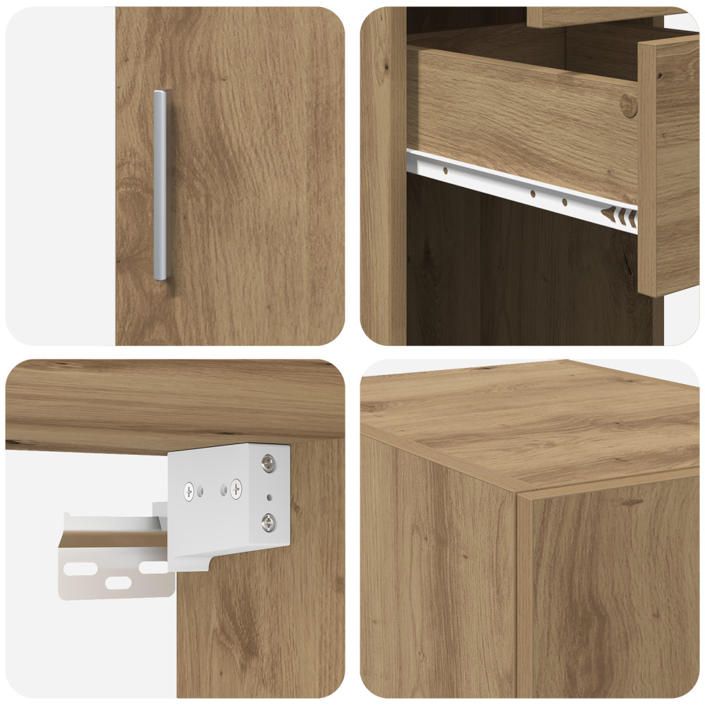 Produktbild för Förvaringsskåp med låda 2 pcs Artisan Ek 30 x 42,5 x 225 cm